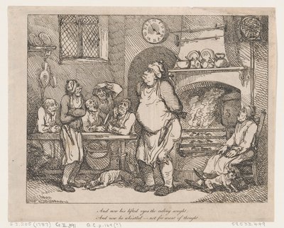 Ja nyt hänen katseensa kohosi kohti kattoa... tekijältä Thomas Rowlandson