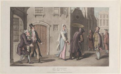Avignonissa, First Sight of Clara, Journal of Sentimental Travels in the ..., 1. joulukuuta 1817. tekijältä Thomas Rowlandson