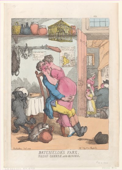 Kandidaatin hinta, leipä, juusto ja suudelmat, 10. helmikuuta 1813, 10. helmikuuta 1813. tekijältä Thomas Rowlandson
