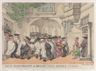 Bacon Faced Fellows of Brazen Nose, Broke Loose, 1811, 1811. tekijältä Thomas Rowlandson