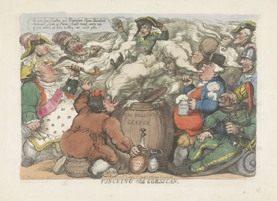 Korsikan kaasutus, 1813 Funcking the Corsican (otsikko esineessä) tekijältä Thomas Rowlandson