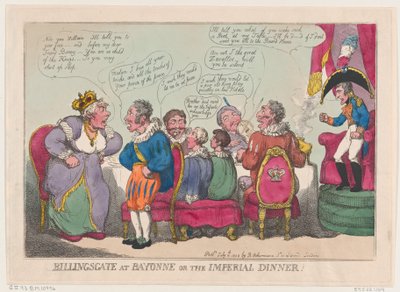 Billingsgate Bayonnessa eli The Imperial Dinner!, 10.7.1808., 10.7.1808. tekijältä Thomas Rowlandson