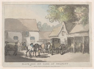 Black Dog Inn Yard Belfontissa, 1785-87, 1785-87. tekijältä Thomas Rowlandson