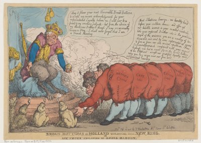 Hollannin leveät pohjat palvomassa uutta kuningastaan, 23. heinäkuuta 1806, 23. heinäkuuta 1806. tekijältä Thomas Rowlandson