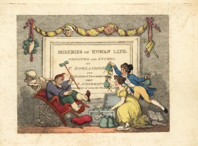 Kalligrafinen otsikkosivu Kuoleman luurankon vinjetillä a tekijältä Thomas Rowlandson