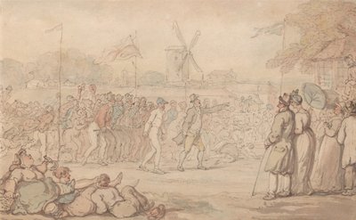 Kapteeni Barclayn rallikilpailu – Maaliin saapuminen tekijältä Thomas Rowlandson