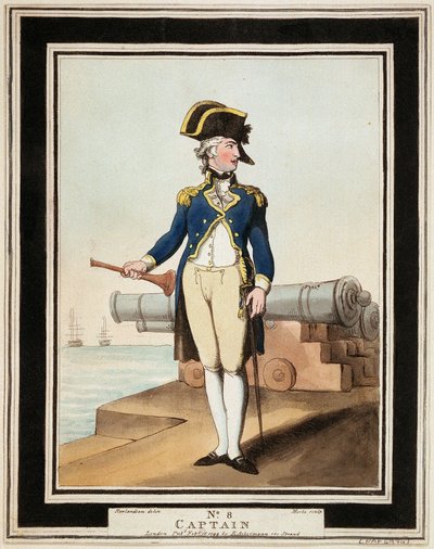 Kuninkaallisen laivaston kapteeni 1700-luvulla tekijältä Thomas Rowlandson