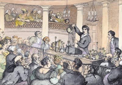 Chemical Lectures, n. 1809 (myöhempi väritys) tekijältä Thomas Rowlandson