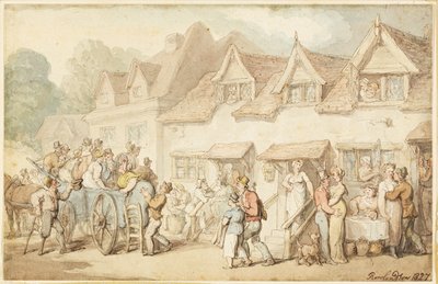 Valmentaja vaihtaa hevosia tekijältä Thomas Rowlandson