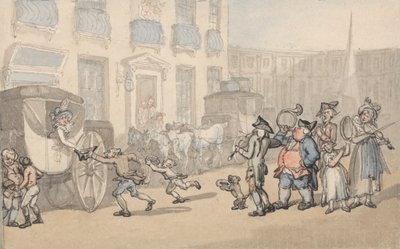 Kylpyammeen mukavuudet: linja-autot saapuvat tekijältä Thomas Rowlandson