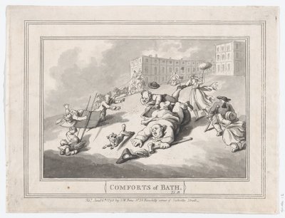 Comforts of Bath, Plate 12, 6. tammikuuta 1798, 6. tammikuuta 1798. tekijältä Thomas Rowlandson
