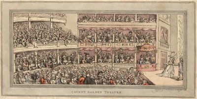 Covent Garden Theatre, pub. Henry Brookes, 1786 (käsin väritetty etsaus) tekijältä Thomas Rowlandson