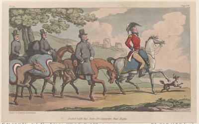 Ryntäsi sviittinsä kanssa Santaremiin sinä iltana elokuvasta The Military Adventures of Johnny New..., 1815. tekijältä Thomas Rowlandson