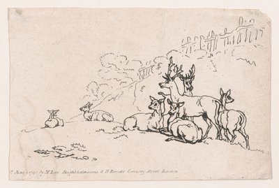 Peura levyltä 3, hahmojen, maisemien ja karjan ääriviivat...Le...n käyttöön, 1. kesäkuuta 1790. tekijältä Thomas Rowlandson