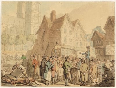 Vanhojen talojen purkaminen Westminster Abbeyn pohjoispuolella tekijältä Thomas Rowlandson