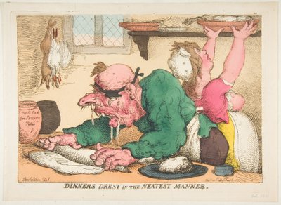 Dinners Drest in Neatest Manner, lokakuu 1811. tekijältä Thomas Rowlandson