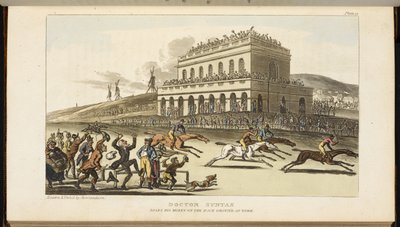 Tohtori syntaksi, menettää rahansa Yorkin kilparadalla tekijältä Thomas Rowlandson