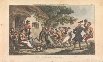 Tohtori Syntax, Maaseudun urheilulajit, teoksesta Tohtori Syntaxin matka maalauksellisen kauneuden etsimässä tekijältä Thomas Rowlandson