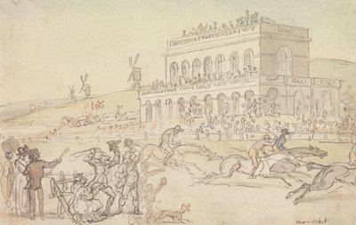 Tohtori Syntax menettää rahansa Yorkin raviradalla tekijältä Thomas Rowlandson