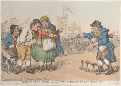 Doncaster Fair tai Ahkerat Yorkshirebitit, 1808-18, 1808-18. tekijältä Thomas Rowlandson