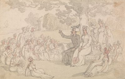 Tohtori Syntax vierailee nuorten naisten sisäoppilaitoksessa tekijältä Thomas Rowlandson