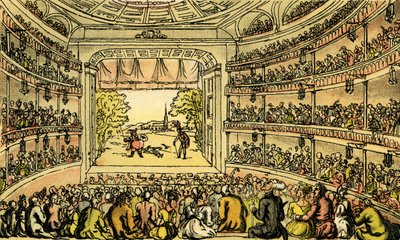 "Dr Syntax at Covent Garden Theatre" tekijältä Thomas Rowlandson
