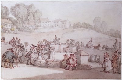 Dr Syntax Harrogate Spassa (kynä, wc ja kynä paperilla) tekijältä Thomas Rowlandson