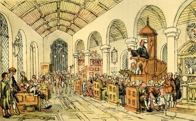 "Dr Syntax saarnaa" tekijältä Thomas Rowlandson
