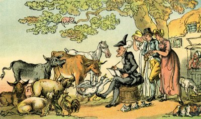 "Tohtori syntaksin luonnostelu luonnon jälkeen" tekijältä Thomas Rowlandson