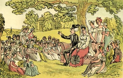 "Tohtori Syntax vierailee sisäoppilaitoksessa" tekijältä Thomas Rowlandson