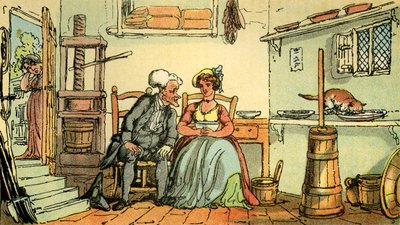 "Dr Syntax with the mairy maid" tekijältä Thomas Rowlandson