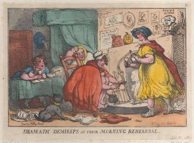 Dram-a-tic Demireps aamuharjoituksessaan, 30. syyskuuta 1810, 30. syyskuuta 1810. tekijältä Thomas Rowlandson