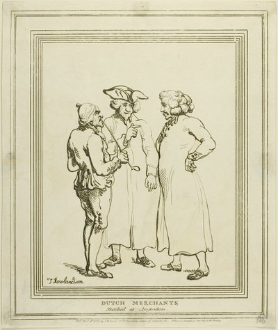 Hollantilaiset kauppiaat piirrettiin Amsterdamissa tekijältä Thomas Rowlandson