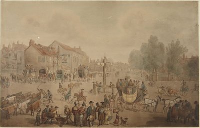 Elephant and Castle Inn, Newington tekijältä Thomas Rowlandson