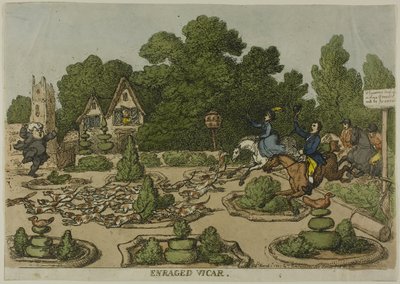 Raivoissaan kirkkoherra, Miseries of Human Lifesta tekijältä Thomas Rowlandson