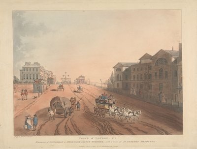 Piccadillyn tai Hyde Park Cornerin maksullisen tien sisäänkäynti (nro 1) tekijältä Thomas Rowlandson