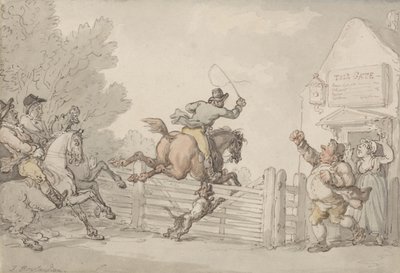 Tietullin kiertäminen, n. 1805-1810 (grafiitti, kynä, muste ja w/c paperilla) tekijältä Thomas Rowlandson