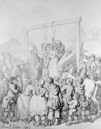 Teloitus Tyburnissa, 1803 tekijältä Thomas Rowlandson