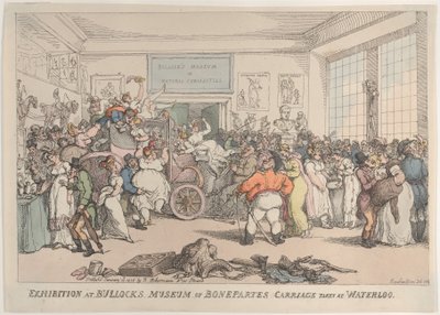 Näyttely Bullockin Bonaparten vaunujen museossa, otettu Waterloossa 10. tammikuuta 1816. tekijältä Thomas Rowlandson