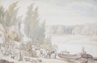 Maatila joen rannalla tekijältä Thomas Rowlandson