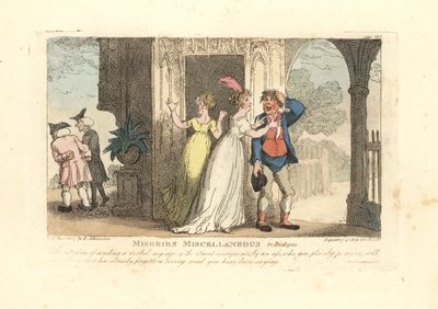 Muodikas nainen lähettää sanallisen viestin typeryksen kautta tekijältä Thomas Rowlandson