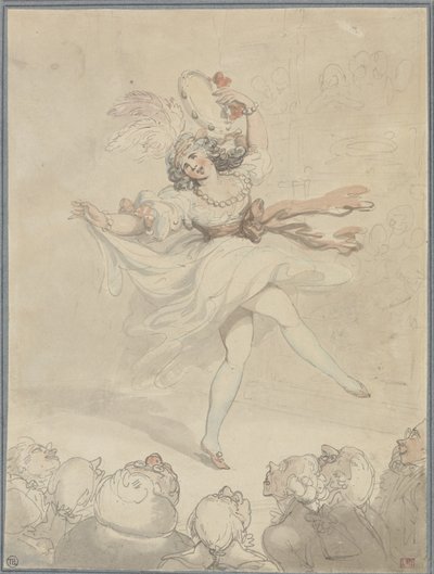 Nainen tanssija tamburiinin kanssa tekijältä Thomas Rowlandson