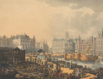 Feygen pato, jossa on osa Amsterdamin kalamarkkinoista, 1797. tekijältä Thomas Rowlandson