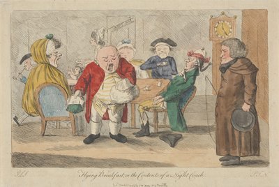 Lentävä aamiainen eli yöbussin matkustamossa tekijältä Thomas Rowlandson