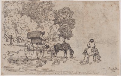 Neljän pyörän tuoli, 10. huhtikuuta 1785, 10. huhtikuuta 1785. tekijältä Thomas Rowlandson