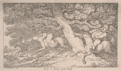 Kettujahdi: Kuinka vääntää kaulasi [teoksesta ”Advice to Sportsmen”] tekijältä Thomas Rowlandson