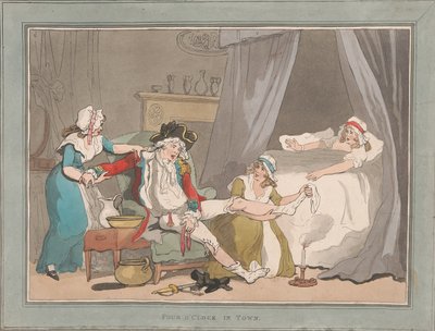Kettujahdit [pari]: 2.  Neljä kelloa kaupungissa tekijältä Thomas Rowlandson