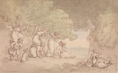 Hedelmien ja pähkinöiden poiminta tekijältä Thomas Rowlandson