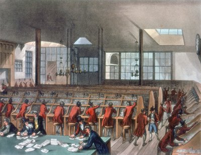 General Post Office, Lombard Street, Lontoo, 1808 tekijältä Thomas Rowlandson