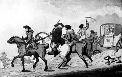 Kisoihin menossa, 1700-luvun loppu. tekijältä Thomas Rowlandson